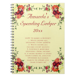 Caderno Espiral Bloco de Notas de Orçamento do Razão de Gastos de 