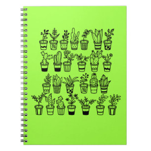 Caderno Espiral Bloco de notas de Potes com plantas verdes de port