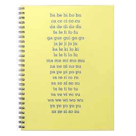 Caderno Espiral Bloco de notas de prática Silabas