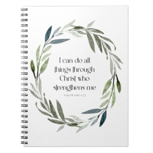 Caderno Espiral Bloco de notas de script   Philippians 4:13