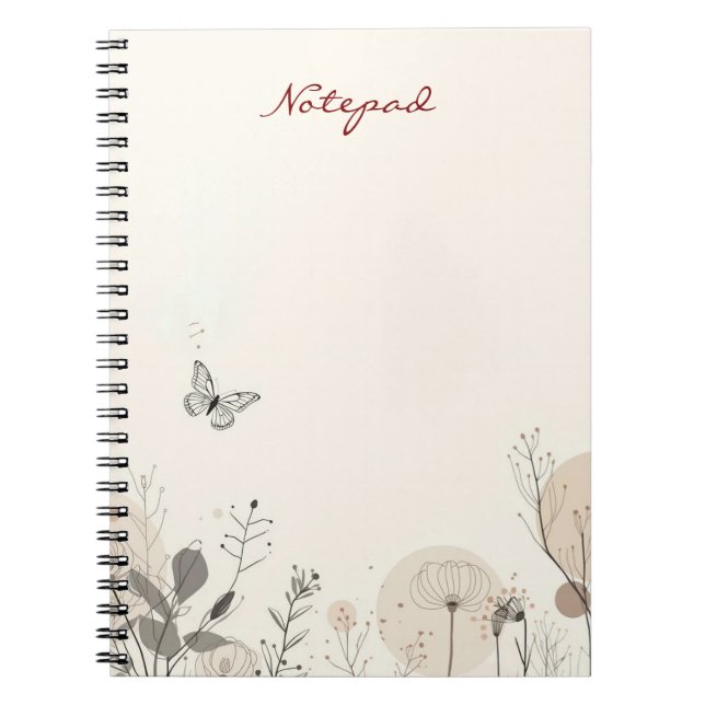Caderno Espiral Bloco de notas decorado com ilustrações de plantas (Frente)