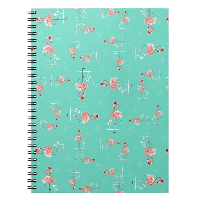 Caderno Espiral Bloco de notas do Flamingo Twist de Natal (Frente)