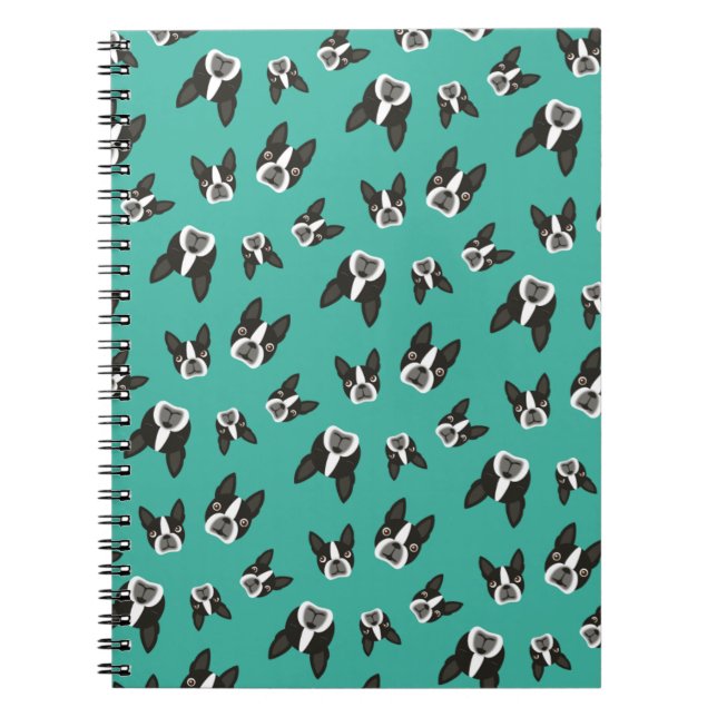 Caderno Espiral Bloco de notas do teste padrão de Boston Terrier - (Frente)