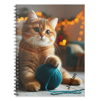 Caderno Espiral Bloco de notas em espiral de gato branco e castanh