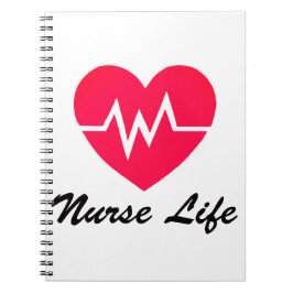 Caderno Espiral Bloco de Notas Enfermeira Vida Coração Vermelho EK