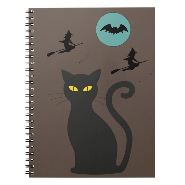Caderno Espiral Bloco de notas espiral de gato preto (Frente)