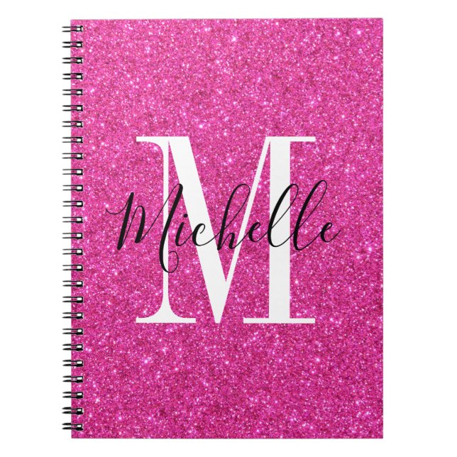 Caderno Espiral Bloco de notas espiral Monograma, cor-de-rosa quen (Frente)