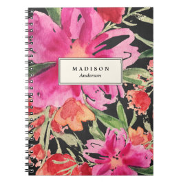 Caderno Espiral Bloco de Notas Floral Brilhante