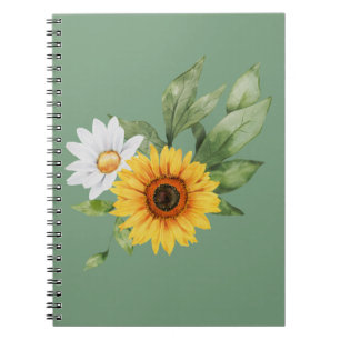 Caderno Espiral Bloco de notas girassol e margarida