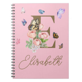 Caderno Espiral Bloco de Notas Inicial da Borboleta Personalizada