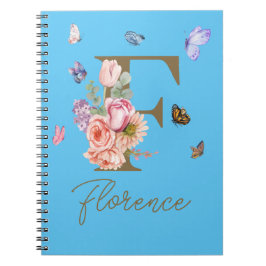 Caderno Espiral Bloco de Notas Inicial da Borboleta Personalizada