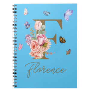 Caderno Espiral Bloco de Notas Inicial da Borboleta Personalizada