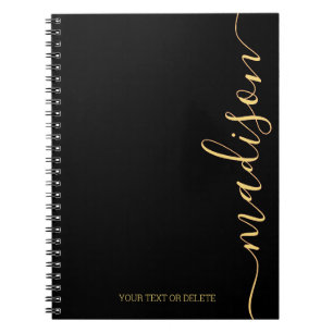 Caderno Espiral Bloco de notas inicial do Dourado nome preto moder