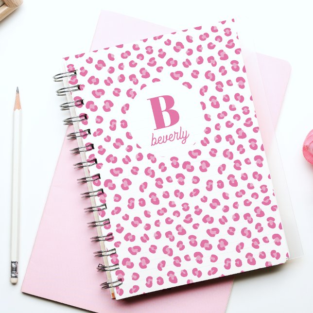 Caderno Espiral Bloco de notas inicial do Monograma Rosa (Criador carregado)