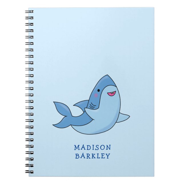 Caderno Espiral Bloco de notas "Kawaii" bonito do Shark Kid (Frente)