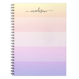 Caderno Espiral Bloco de notas listrado do arco-íris elegante