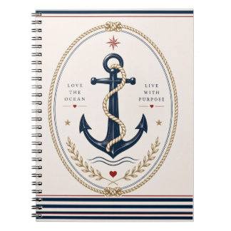 Caderno Espiral Bloco de Notas Náutico Clássico Sailorcore