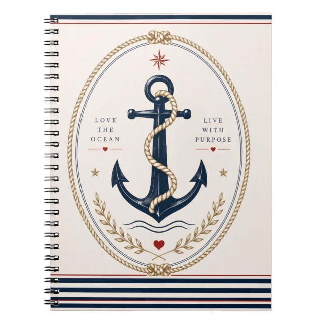 Caderno Espiral Bloco de Notas Náutico Clássico Sailorcore (Frente)
