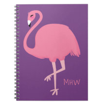 Bloco de notas personalizado de monograma Flamingo