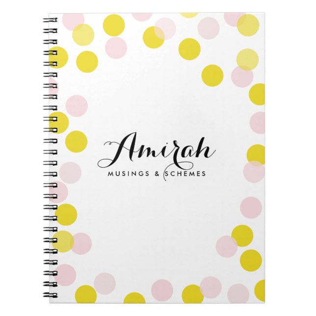 Caderno Espiral Bloco de Notas Personalizado do Bolinhas Confetti  (Frente)