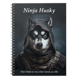 Caderno Espiral Bloco de notas personalizável Ninja Dog Rouco Pret