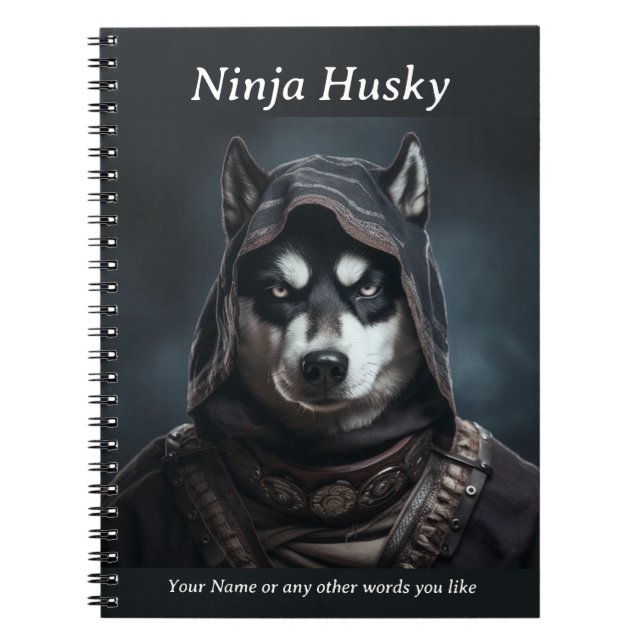 Caderno Espiral Bloco de notas personalizável Ninja Dog Rouco Pret (Frente)