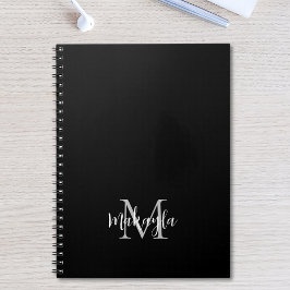 Caderno Espiral Bloco de Notas Preto do Nome do Monograma Personal