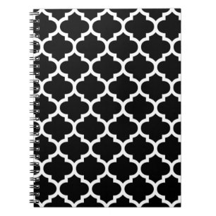 Caderno Espiral Bloco de notas preto e branco de Quatrefoil