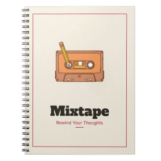 Caderno Espiral Bloco de Notas Retrô Fita Cassete Espiral