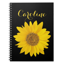 Caderno Espiral Bloco de notas Sunflower com nome personalizado