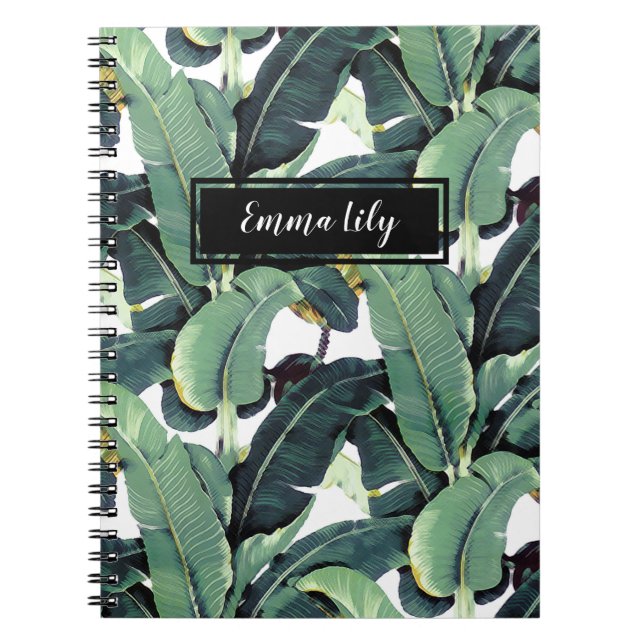 Caderno Espiral Bloco de Notas Tropical de Banana Deixa Palm (Frente)