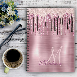 Caderno Espiral Bloco de rosa com pincel pingue-gota, micrograma