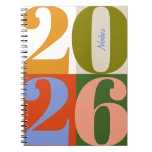 Caderno Espiral Blocos de Ano em Negrito Terroso Moderno Título Pe