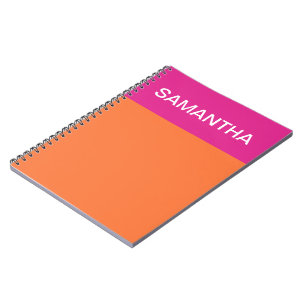 Caderno Espiral Blocos de Cor Rosa Quente E Laranja