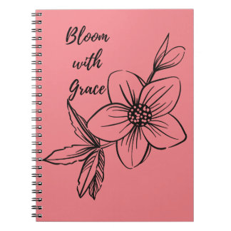 Caderno Espiral Blogue Floral Rosa com o Notebook Grace