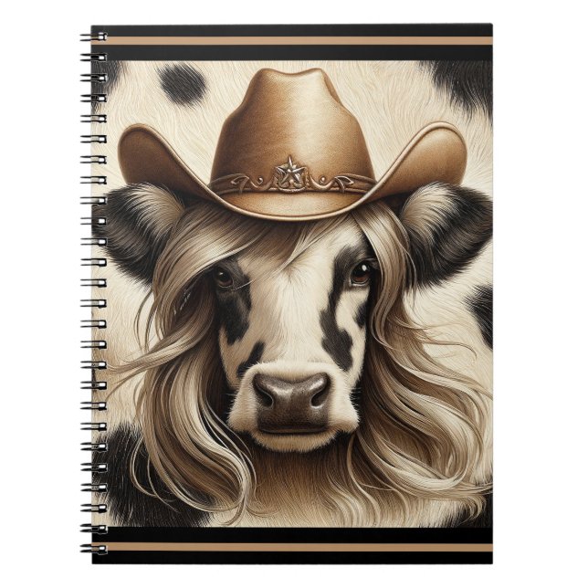 Caderno Espiral Blona Country Cow Girl Engraçada (Frente)