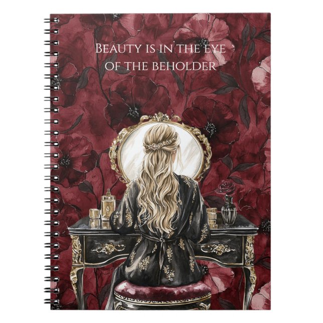 Caderno Espiral Blond Boudoir Burgundy Floral (Frente)