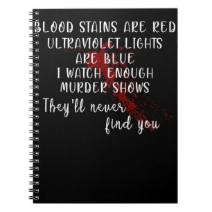 Caderno Espiral blood stains are red, ultraviolet lights are blue