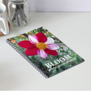 Caderno Espiral Bloom onde você está plantado Notebook Floral Da