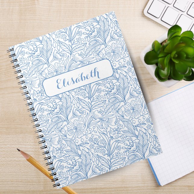 Caderno Espiral Bloom onde você está plantado: Um Azul Personaliza (Bloom Where You're Planted: Blue Personalized Notebook)