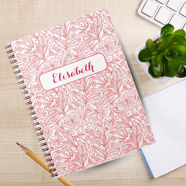 Caderno Espiral Bloom onde você está plantado: um Red Personalizad (Bloom Where You're Planted: Red Personalized Notebook)