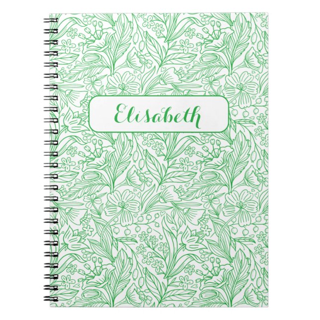 Caderno Espiral Bloom onde você está plantado: um Verde personaliz (Frente)