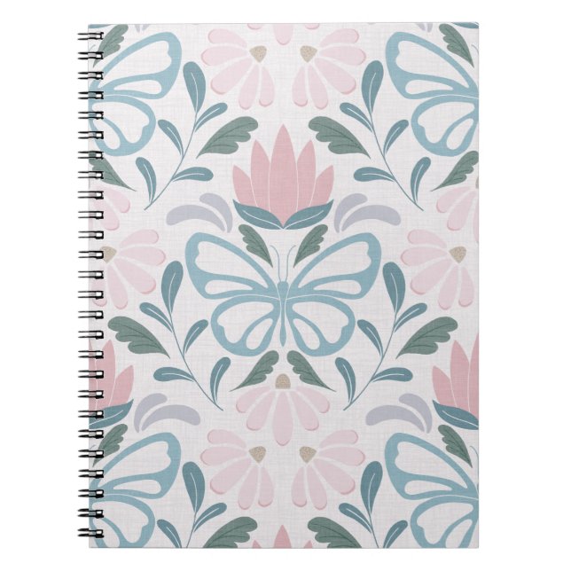 Caderno Espiral Blooms de borboletas (Grande Escala) (Frente)