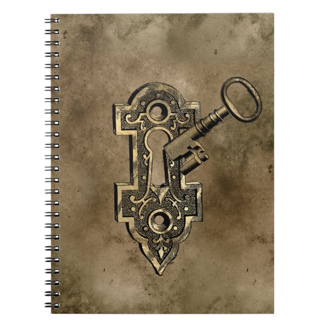 Caderno Espiral Bloqueio de Chave Vitoriana Antiquada com Idade St (Frente)