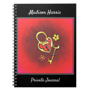 Caderno Espiral Bloqueio Dourado personalizado e texto personaliza