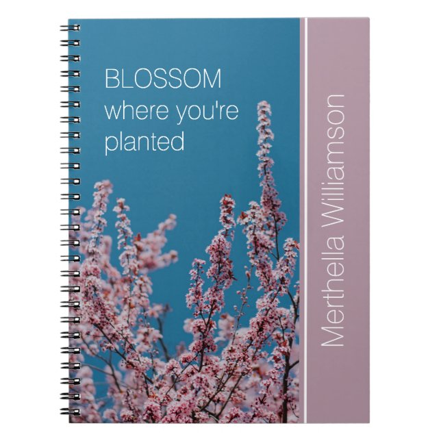 Caderno Espiral BLOSSOM Inspiracional Personalizado ONDE PLANTADO (Frente)