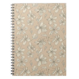 Caderno Espiral Blossomas com Tosse no bege claro - padrão sem cos
