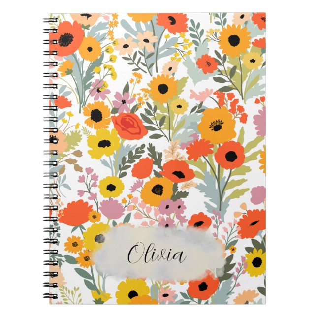 Caderno Espiral Blossomas Encharcados Pelo Sol: Um Notebook Floral (Frente)