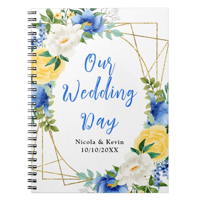 Caderno Espiral Blue and Yellow Floral Wedding Planner (Frente)