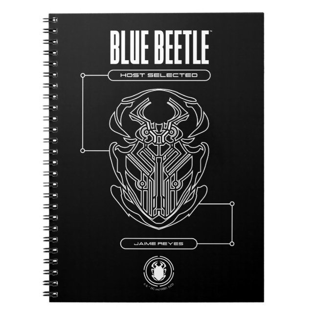 Caderno Espiral Blue Beetle Scarab Tech Graphic (Frente)